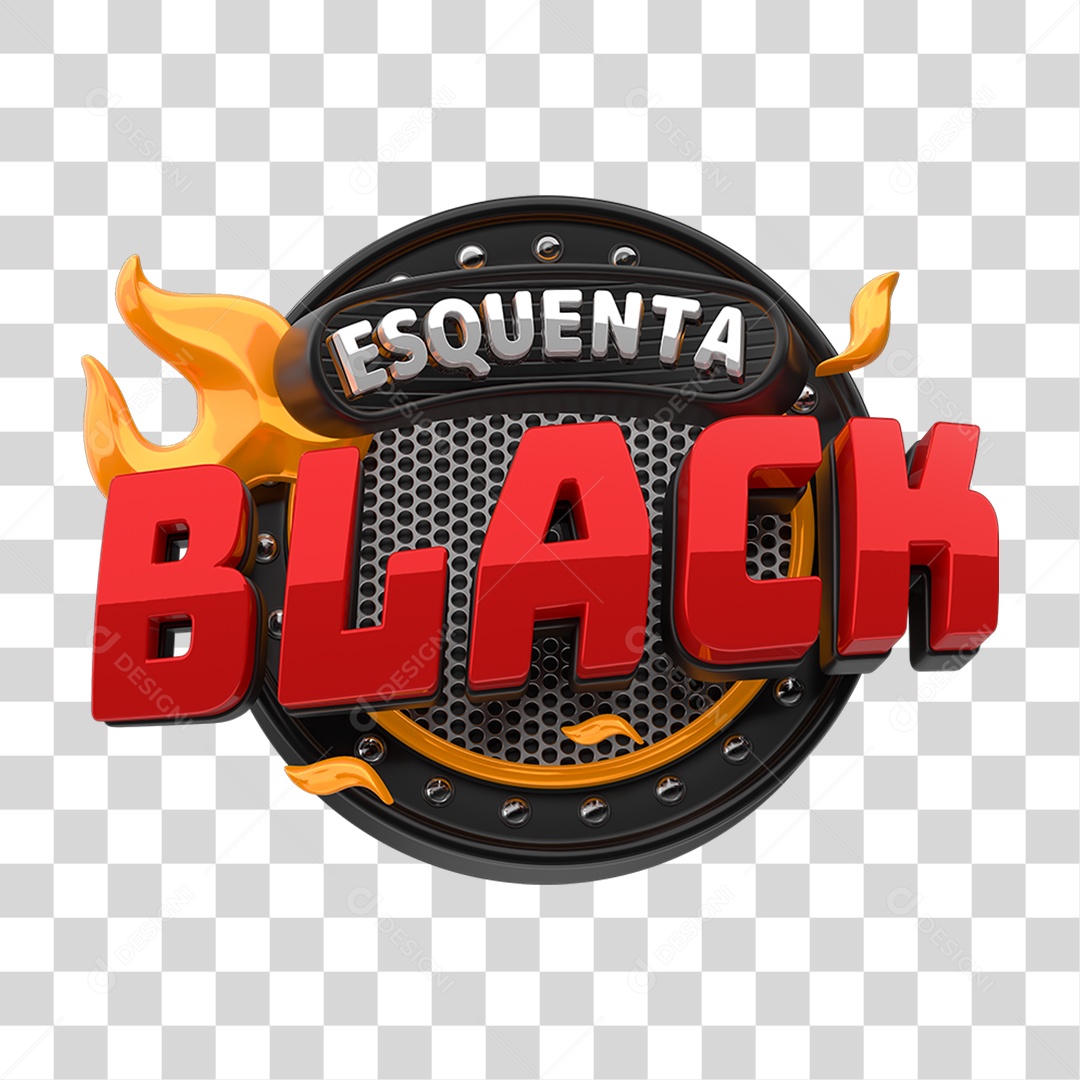 Selo 3D Esquenta Black PNG Transparente
