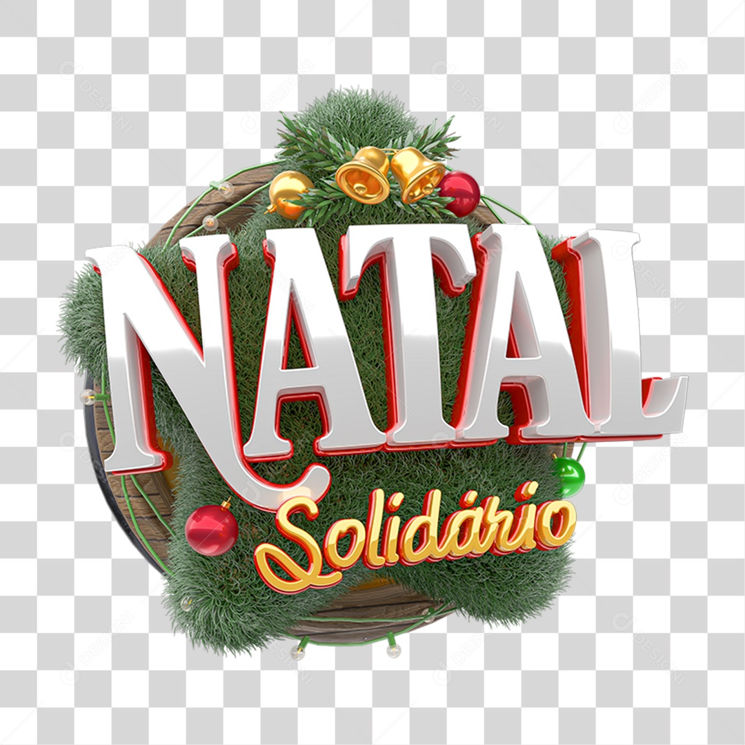 Selo 3D Natal Solidário PNG Transparente