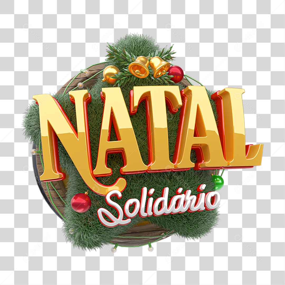 Selo 3D Natal Solidário PNG Transparente