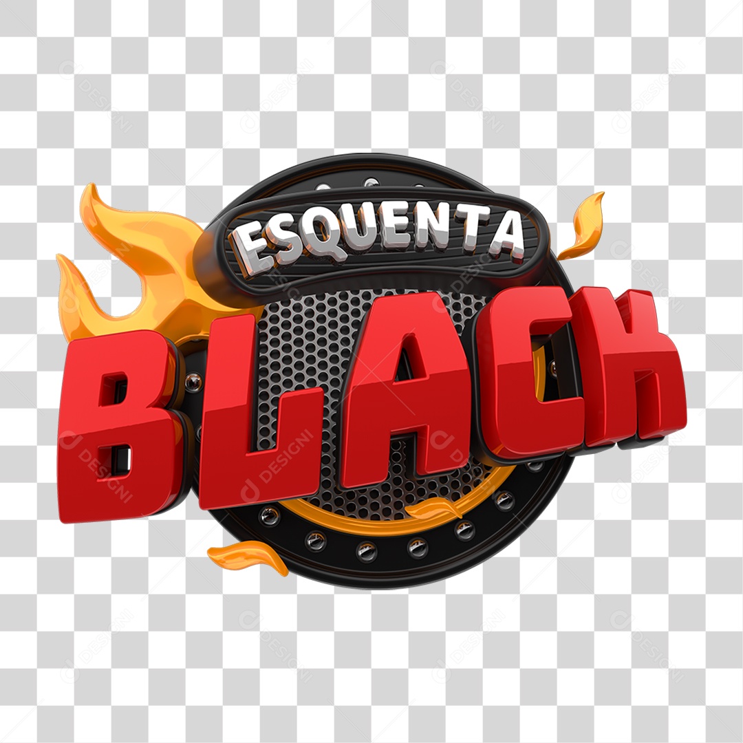 Selo 3D Esquenta Black PNG Transparente