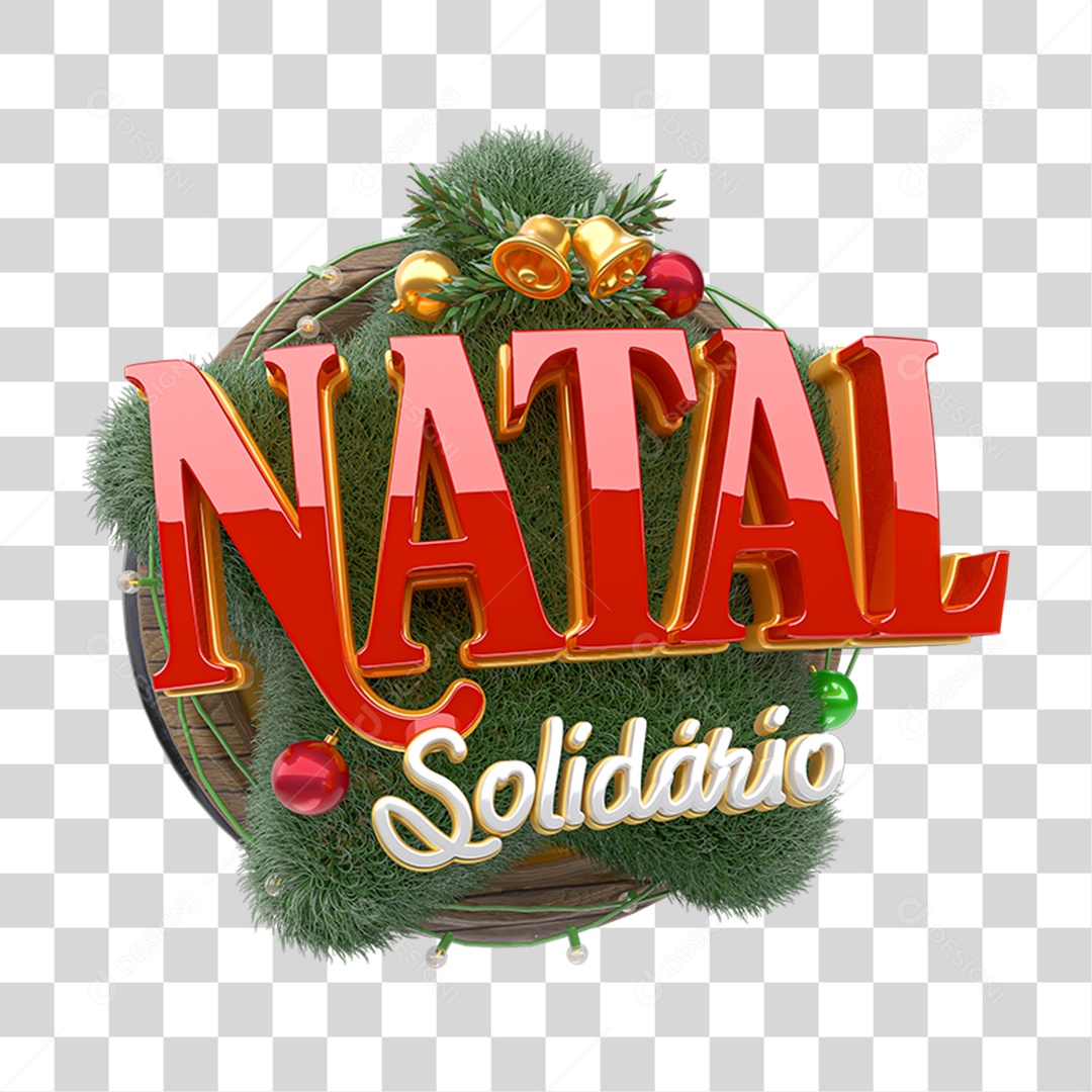 Selo 3D Natal Solidário PNG Transparente