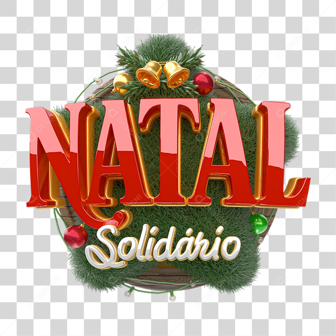 Selo 3D Natal Solidário PNG Transparente