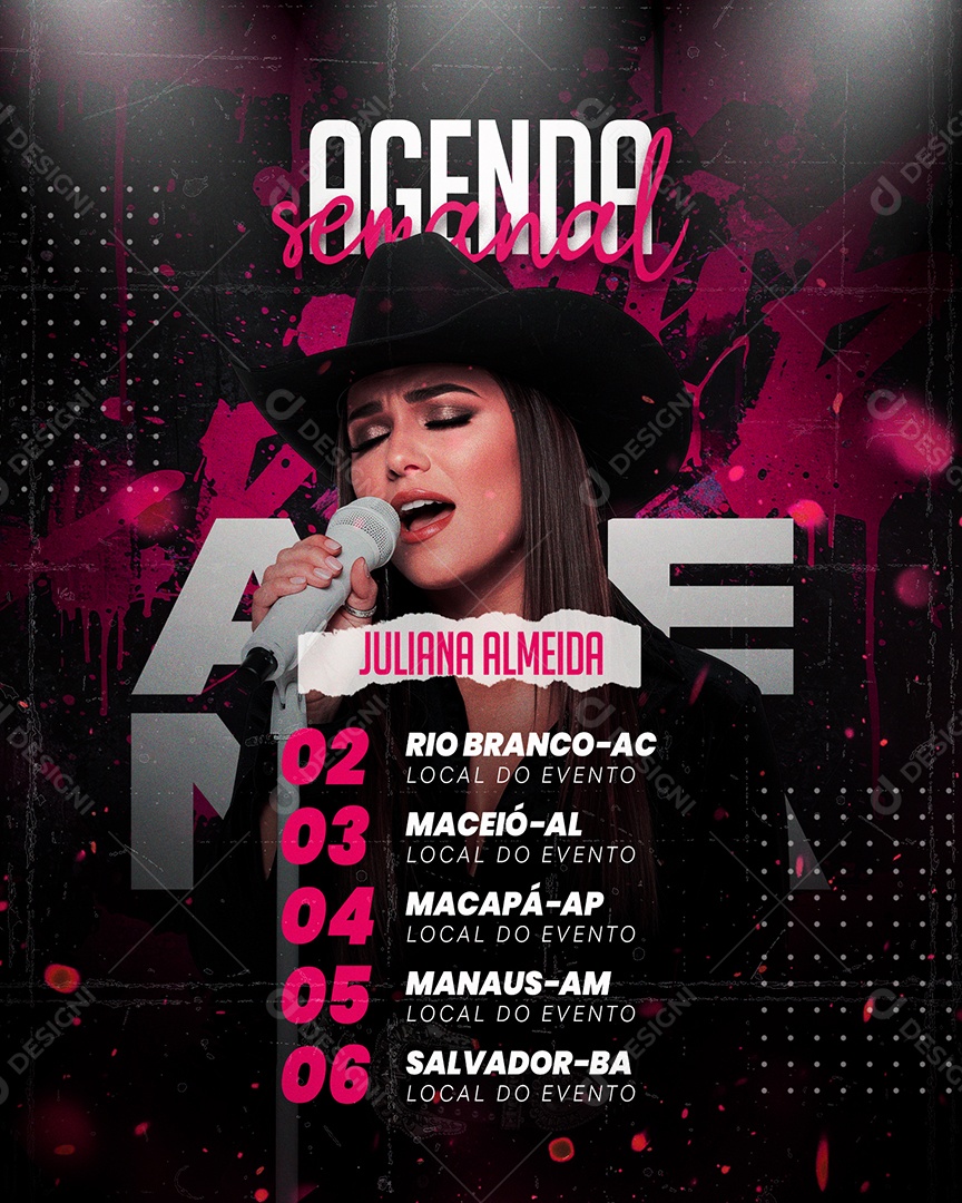 Flyer Agenda Semanal Shows Social Media PSD Editável