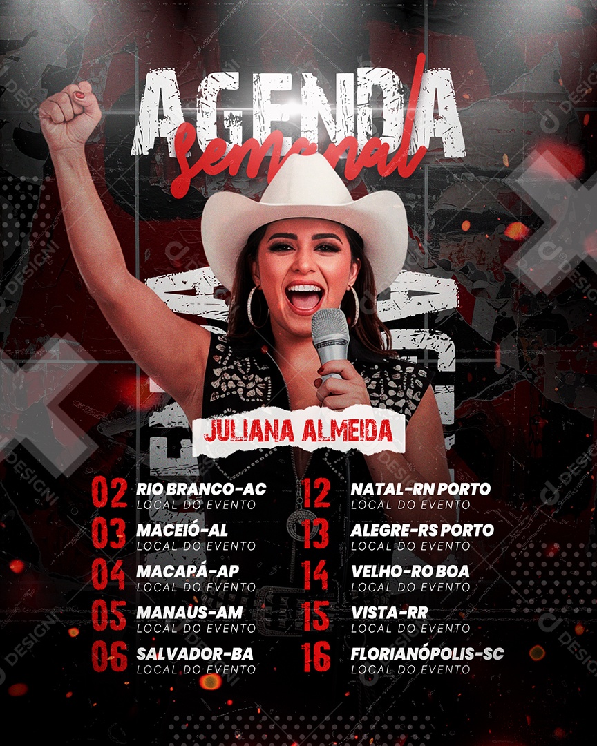 Flyer Agenda Semanal Shows Social Media PSD Editável