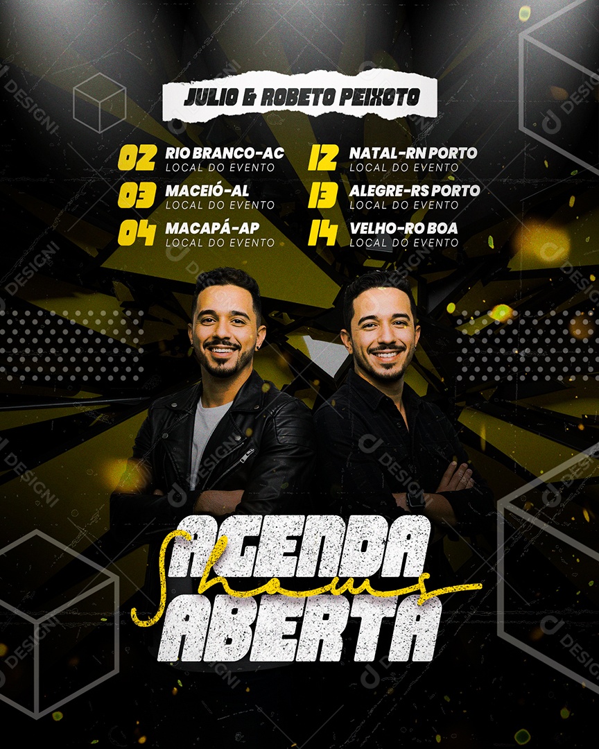 Flyer Agenda Aberta Shows Social Media PSD Editável