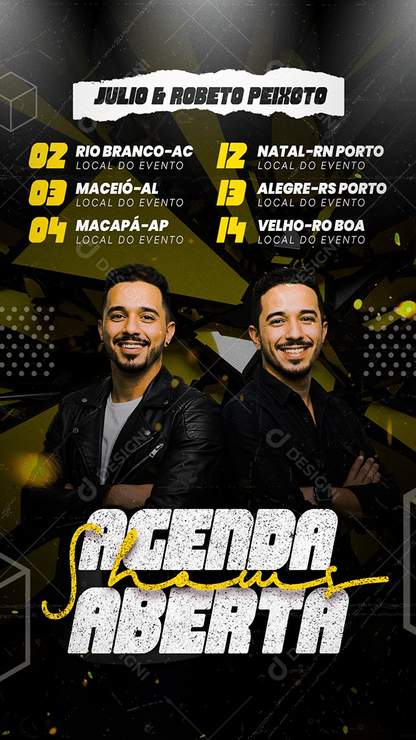 Flyer Story Agenda Aberta Shows Social Media PSD Editável