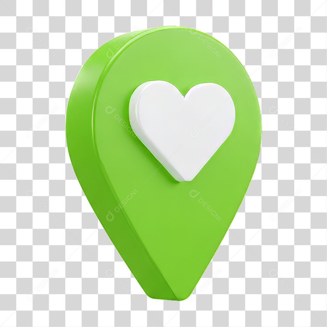 Ícone Pin de Localização Coração PNG Transparente