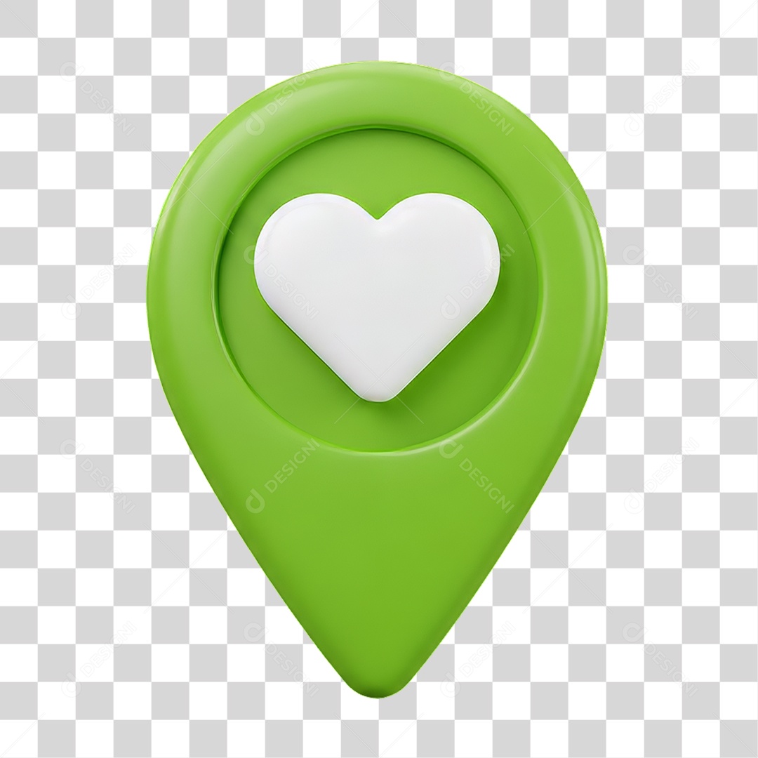 Ícone Pin de Localização Coração PNG Transparente