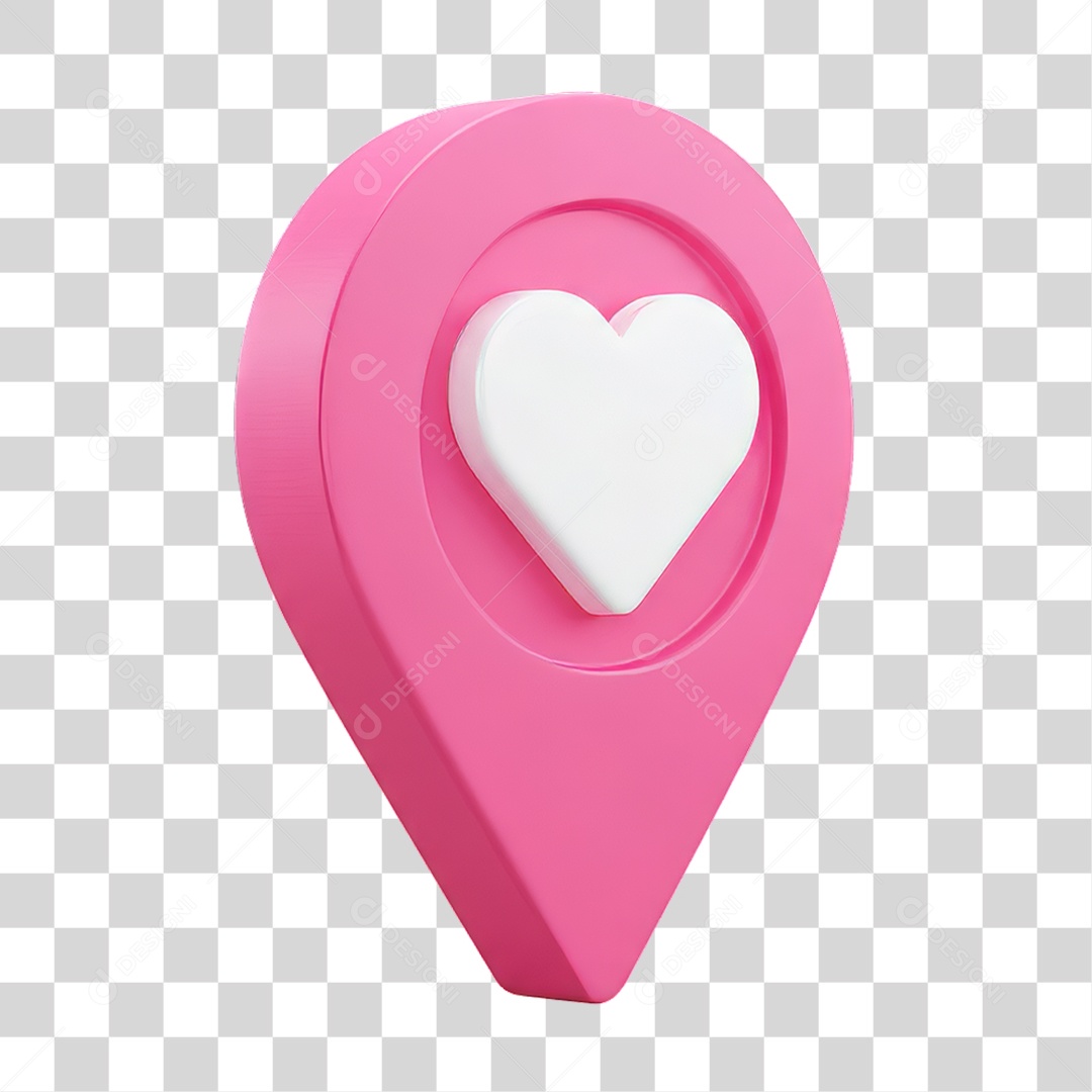 Ícone Pin de Localização Coração PNG Transparente