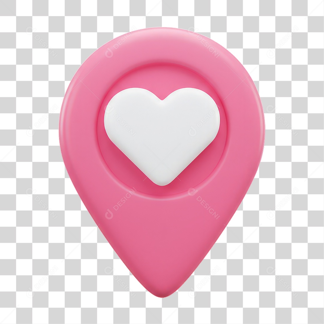 Ícone Pin de Localização Coração PNG Transparente