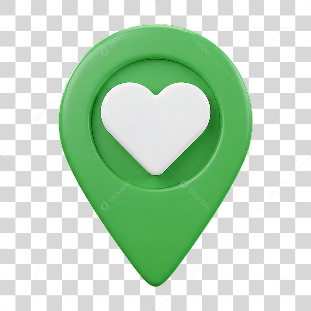 Ícone Pin de Localização Coração PNG Transparente
