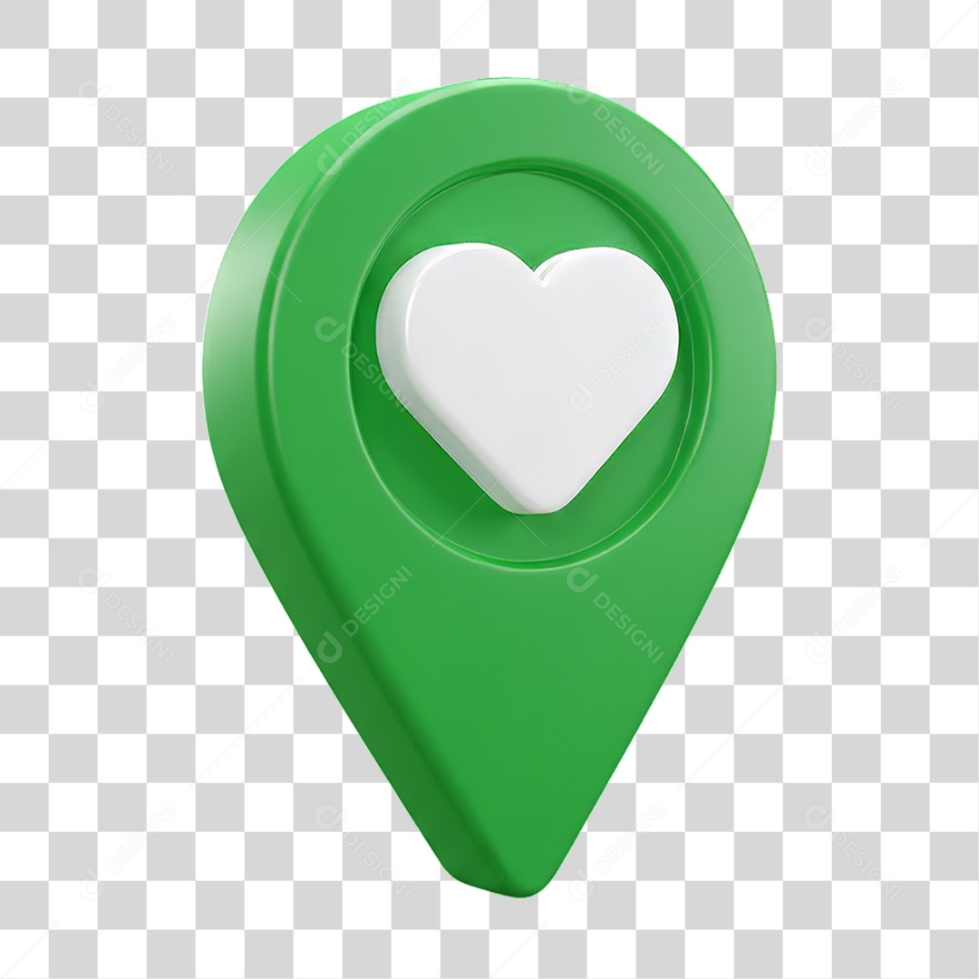 Ícone Pin de Localização Coração PNG Transparente