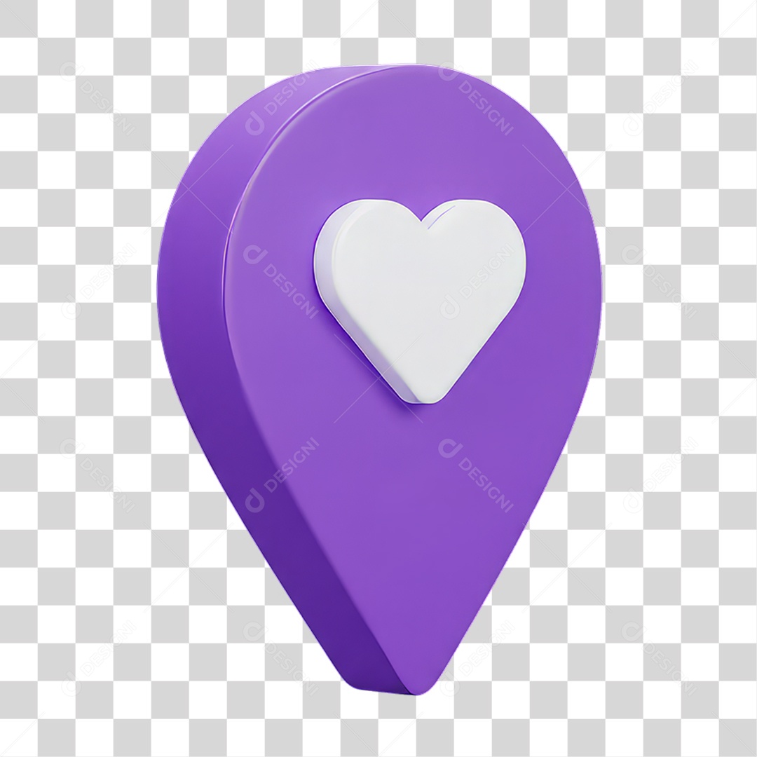 Ícone Pin de Localização Coração PNG Transparente