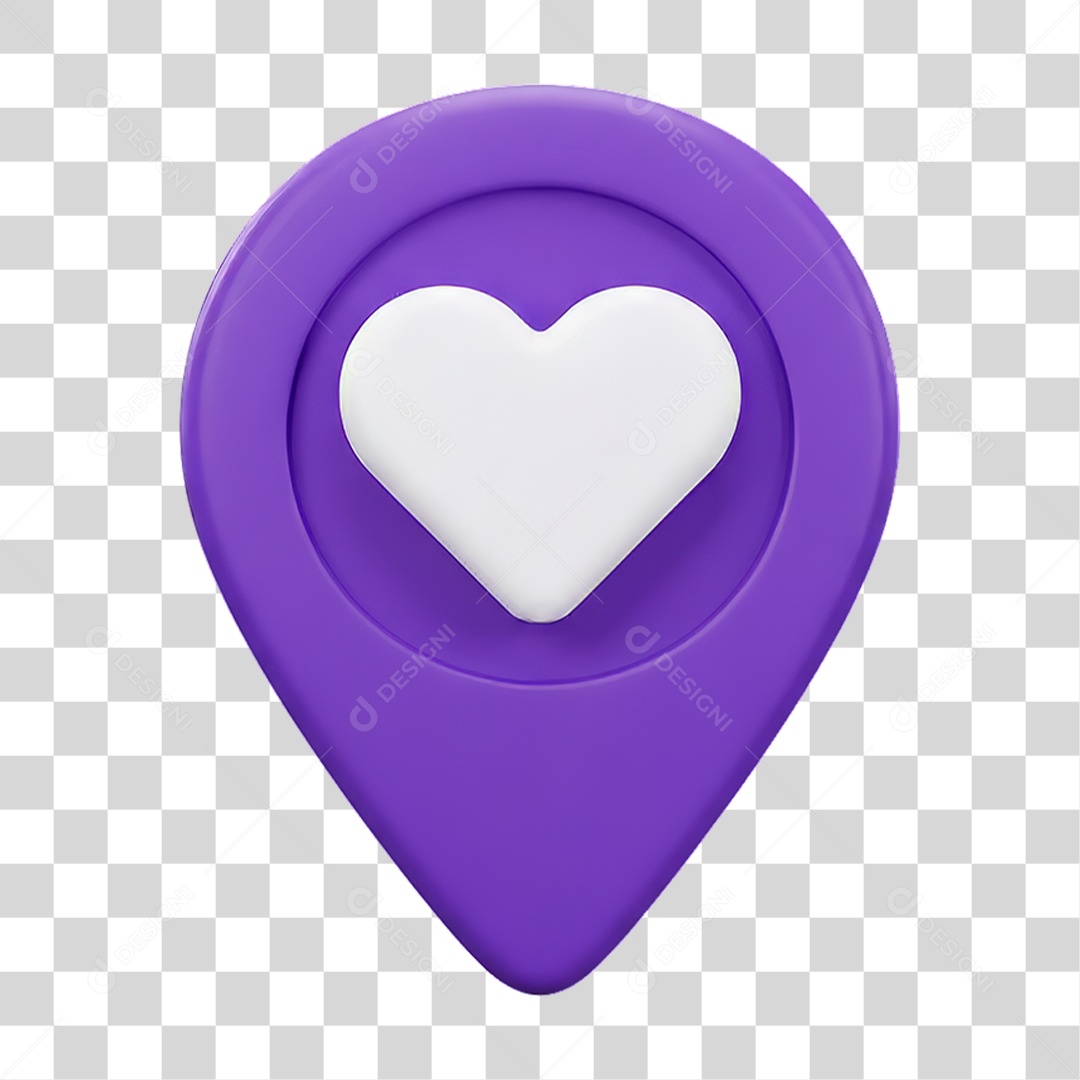 Ícone Pin de Localização Coração PNG Transparente