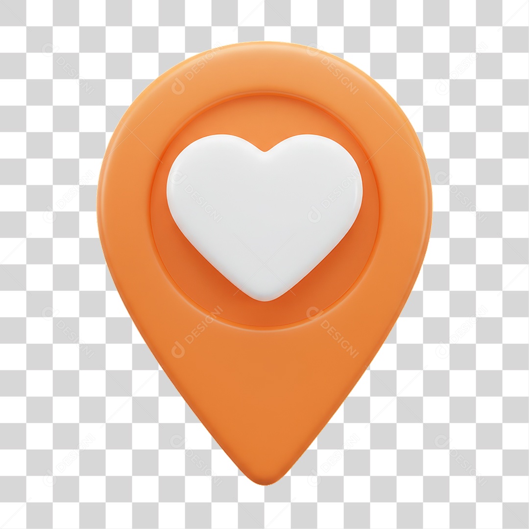 Ícone Pin de Localização Coração PNG Transparente