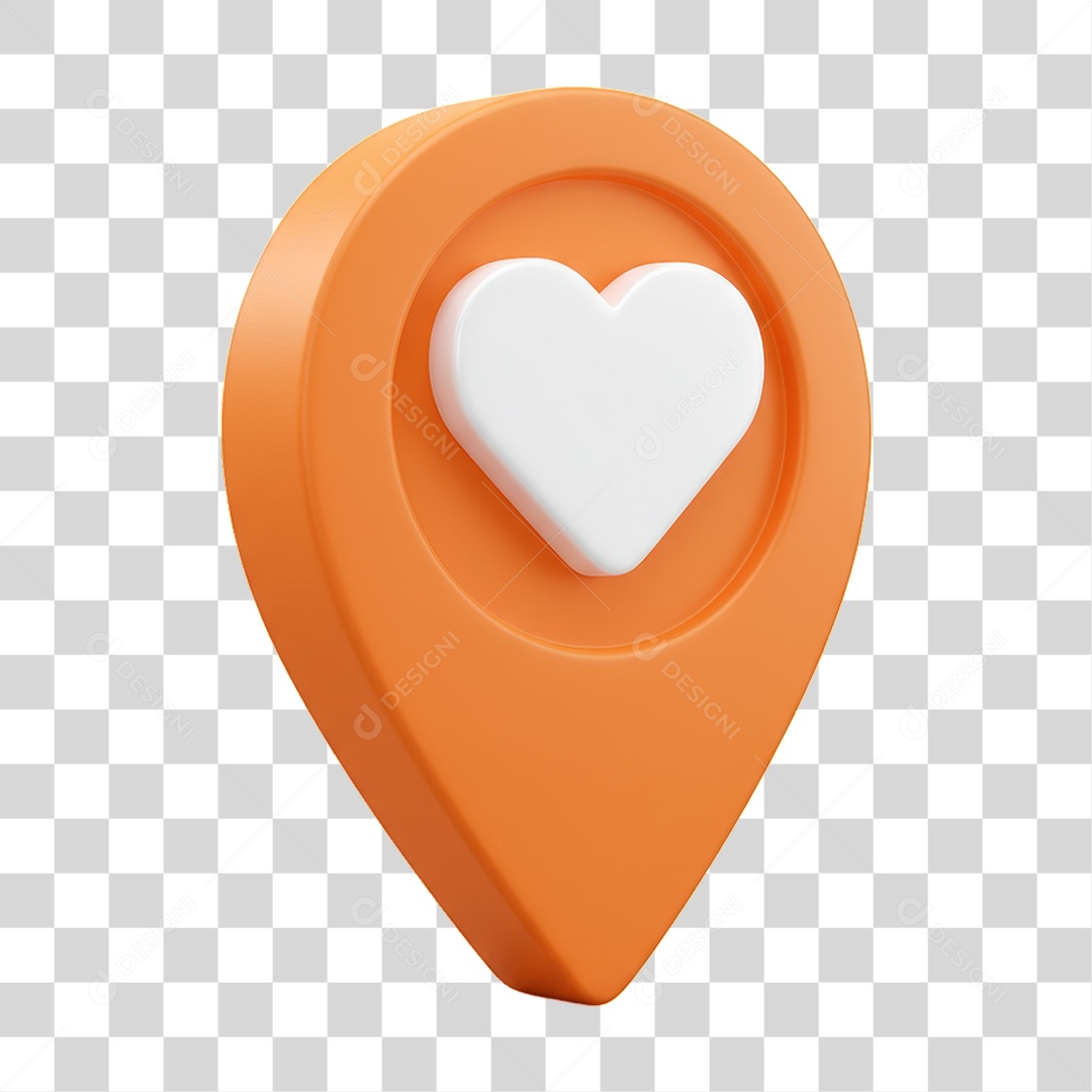 Ícone Pin de Localização Coração PNG Transparente