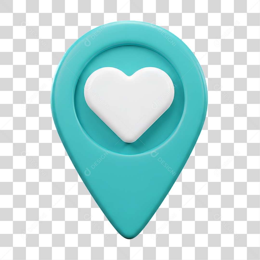 Ícone Pin de Localização Coração PNG Transparente