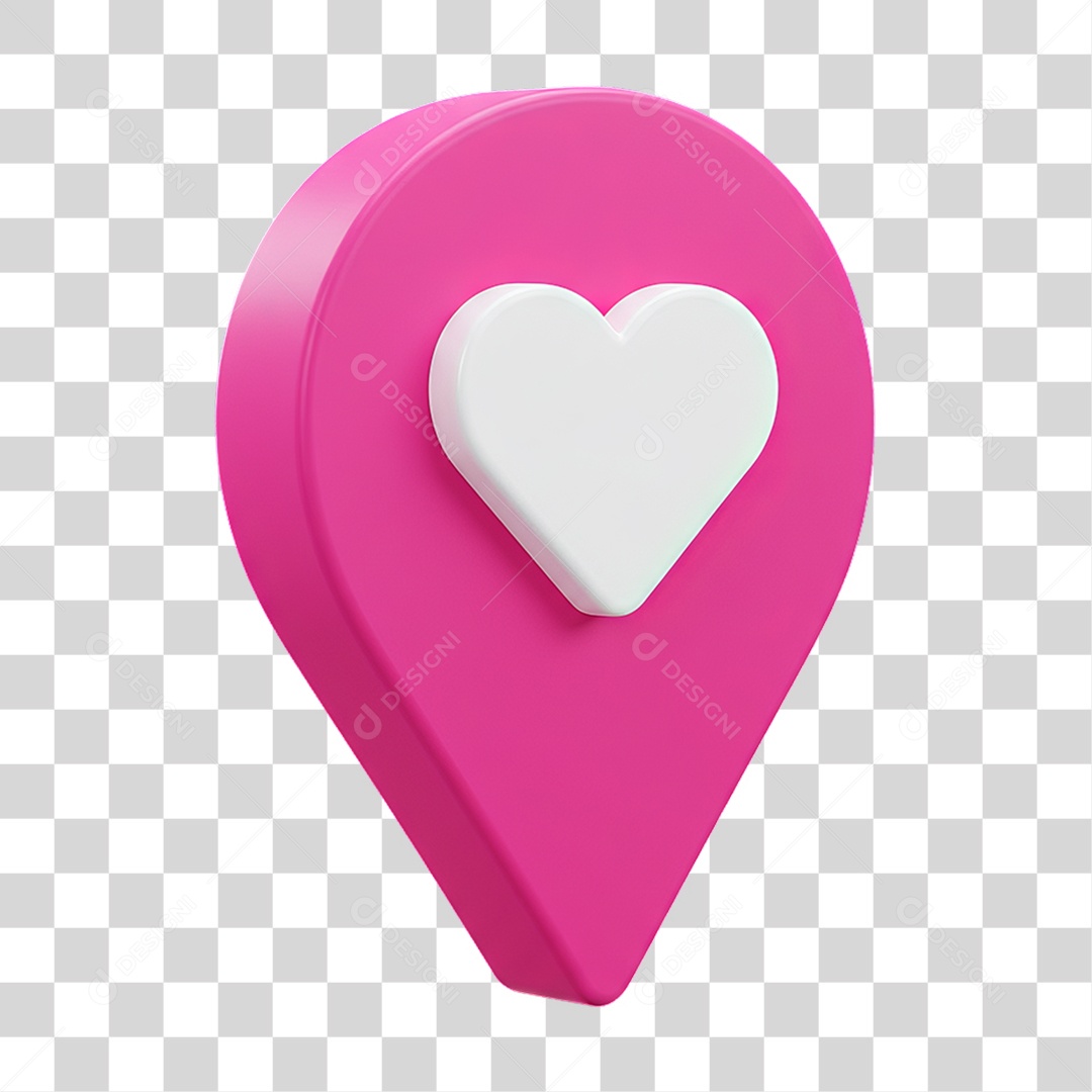 Ícone Pin de Localização Coração PNG Transparente