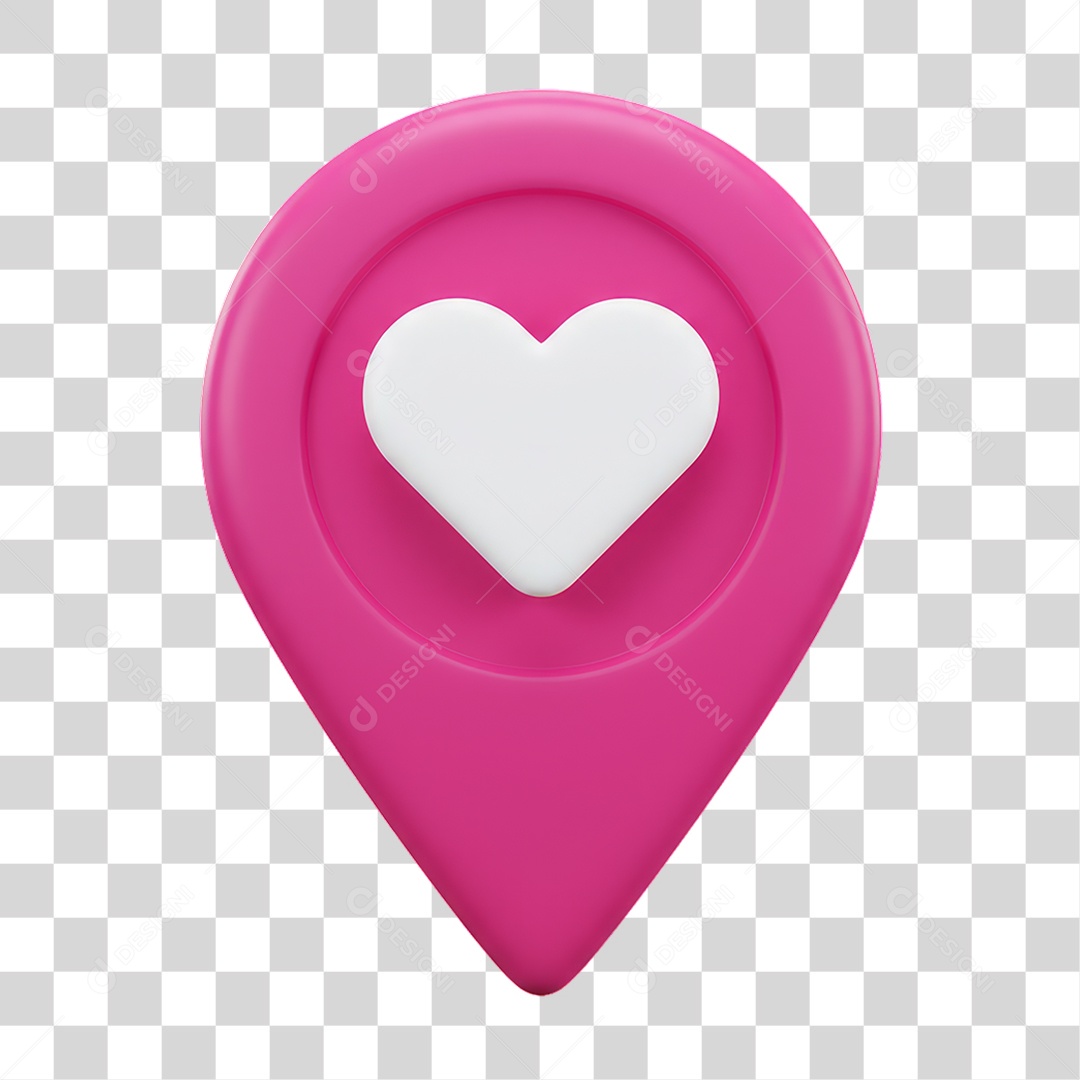 Ícone Pin de Localização Coração PNG Transparente