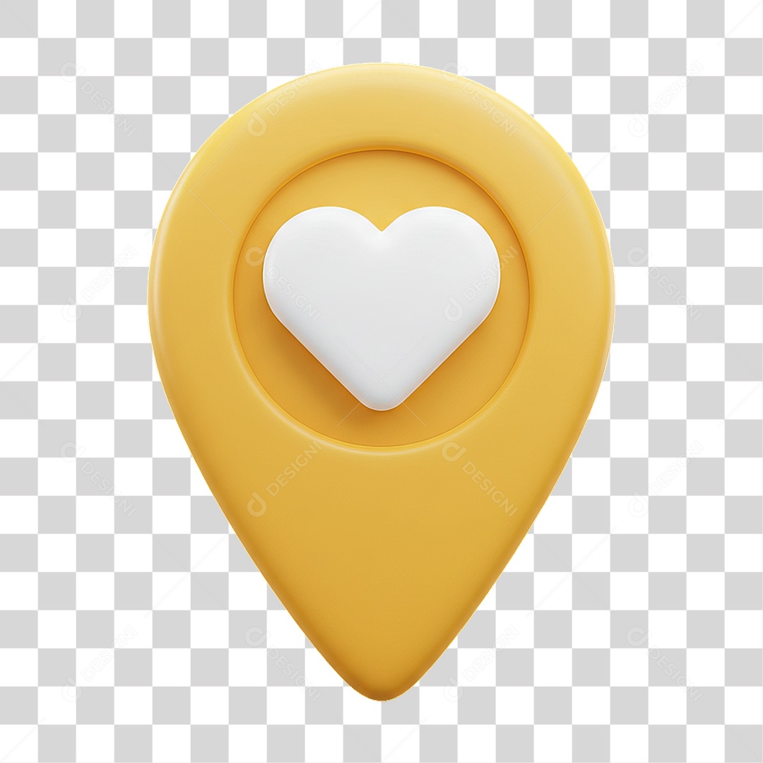 Ícone Pin de Localização Coração PNG Transparente