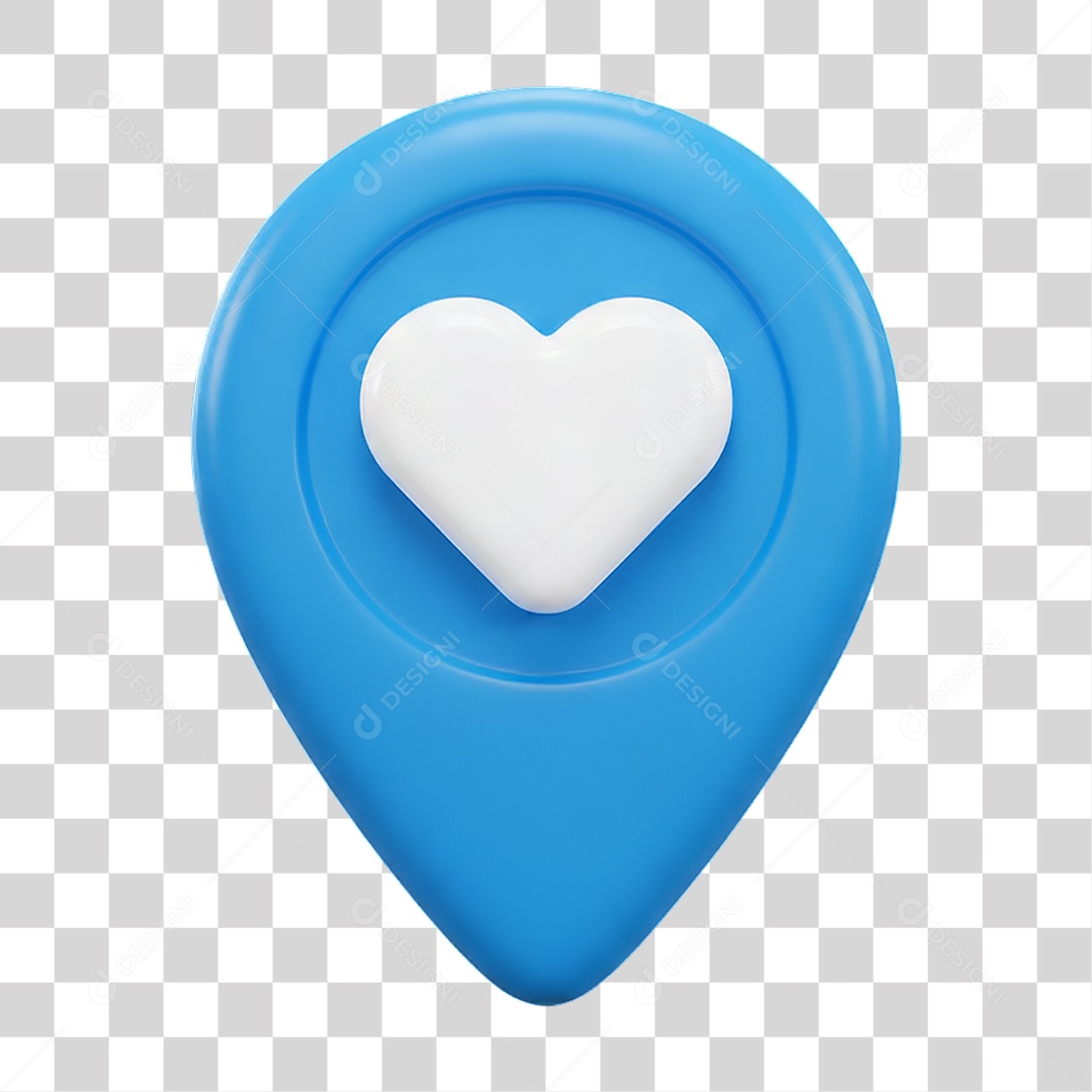 Ícone Pin de Localização Coração PNG Transparente