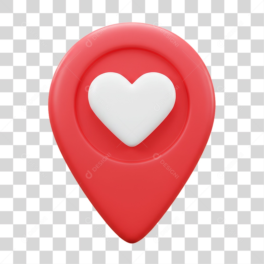 Ícone Pin de Localização Coração PNG Transparente