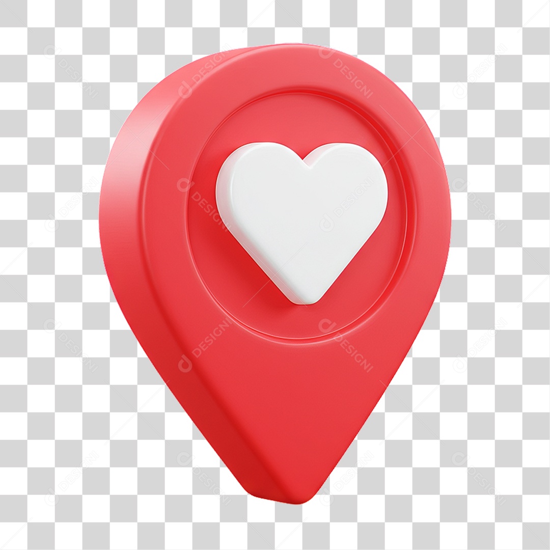 Ícone Pin de Localização Coração PNG Transparente