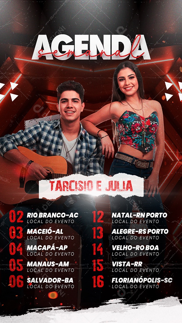 Flyer Story Agenda Semanal Shows Social Media PSD Editável