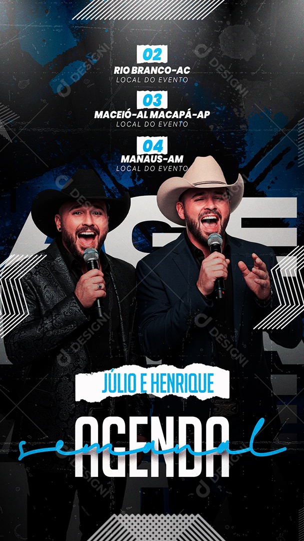 Flyer Story Agenda Semanal Shows Social Media PSD Editável