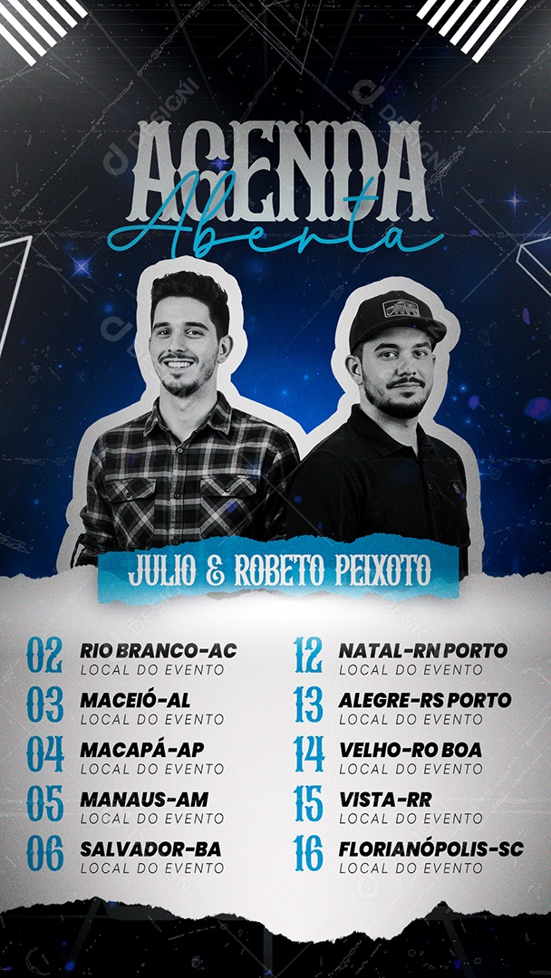 Flyer Story Agenda Aberta Shows Social Media PSD Editável
