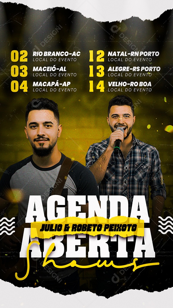 Flyer Story Agenda Aberta Shows Social Media PSD Editável