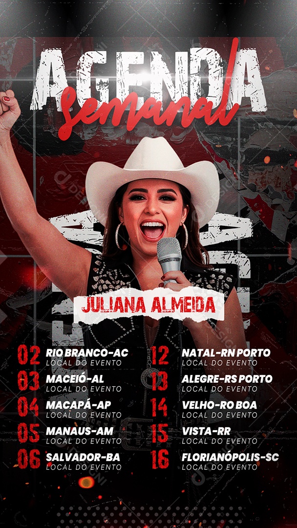 Flyer Story Agenda Semanal Shows Social Media PSD Editável