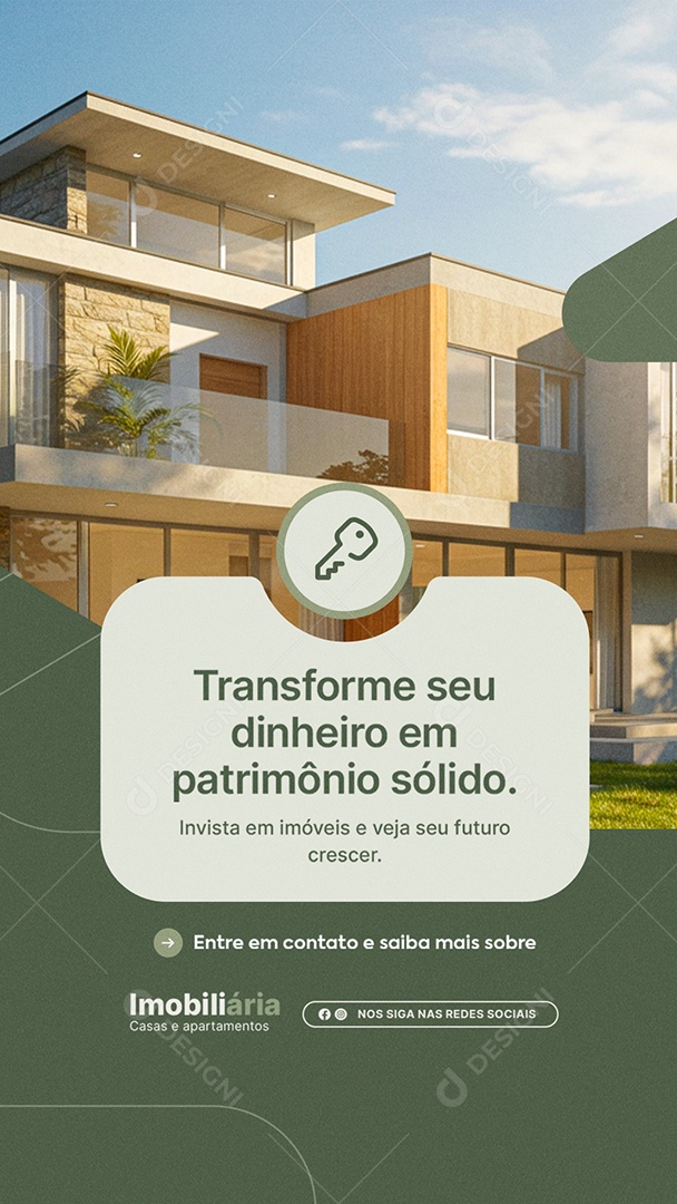Story Imobiliária Transforme seu Dinheiro em Patrimônio Sólido Social Media PSD Editável