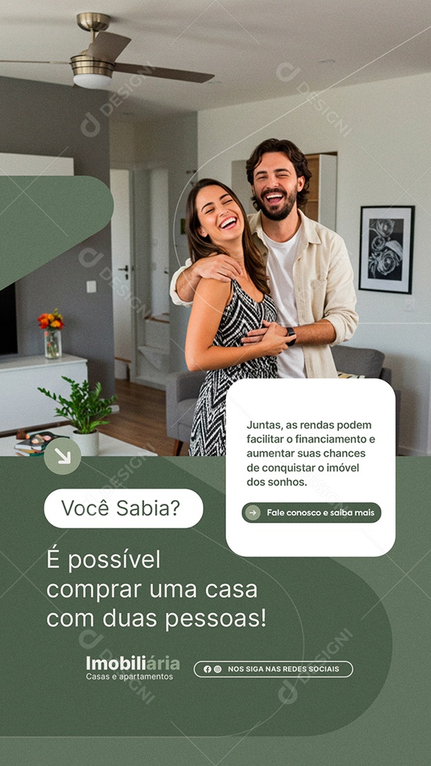 Story Imobiliária Você Sabia É Possível Comprar Uma Casa com Duas Pessoas Social Media PSD Editável