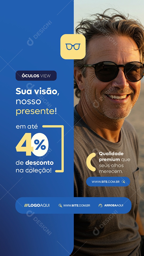 Story Ótica Óculos Sua Visão Nosso Presente Social Media PSD Editável