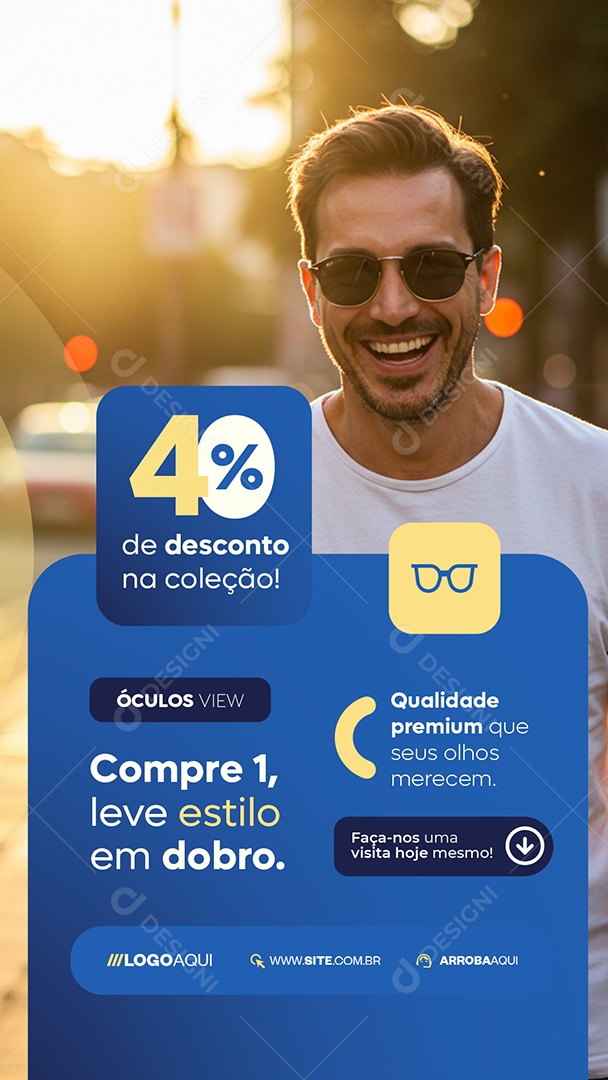 Story Ótica 40% de Desconto na Coleção Social Media PSD Editável