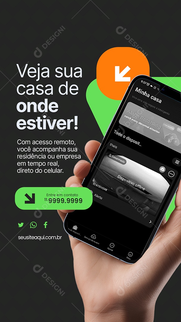Story Segurança Veja sua Casa de Onde Estiver Social Media PSD Editável