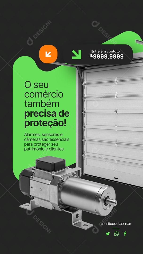 Story Segurança O Seu Comércio Também Precisa de Proteção Social Media PSD Editável