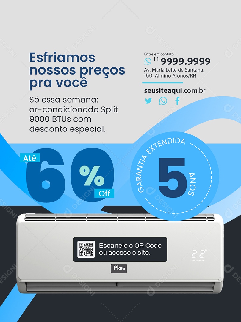 Ar Condicionado Esfriamos Nossos Preços pra Você Social Media PSD Editável