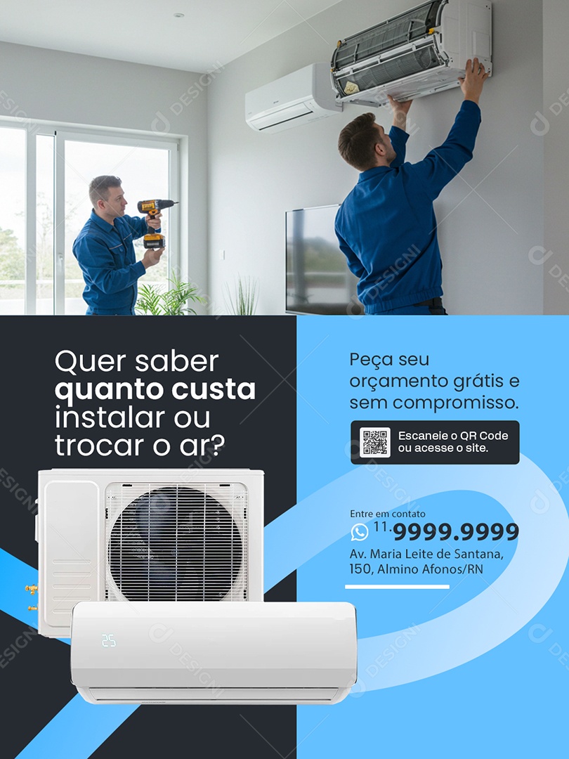 Ar Condicionado Peça seu Orçamento Grátis e Sem Compromisso Social Media PSD Editável