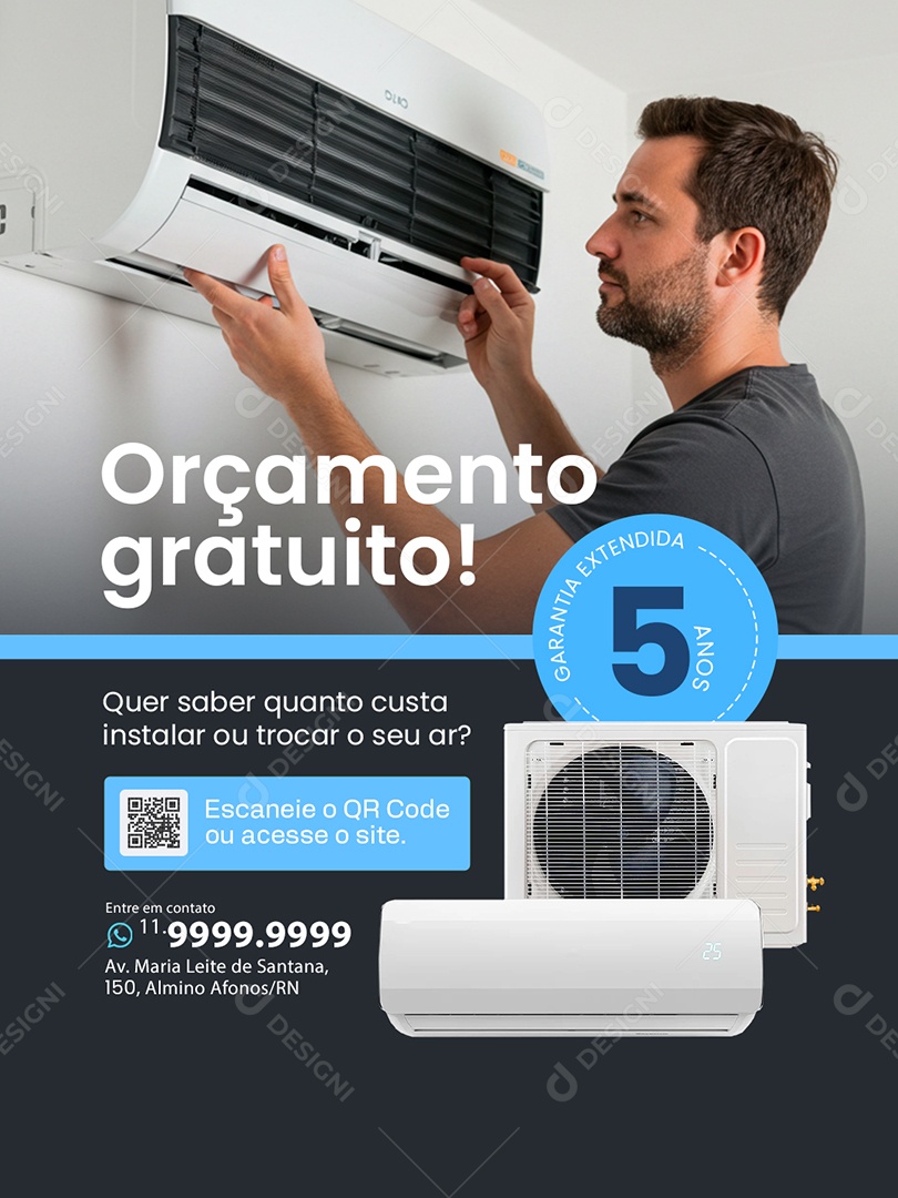 Ar Condicionado Orçamento Gratuito Social Media PSD Editável