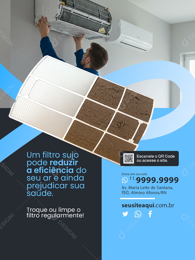 Ar Condicionado Um Filtro Sujo Pode Reduzir a Eficiência do Seu Ar Social Media PSD Editável
