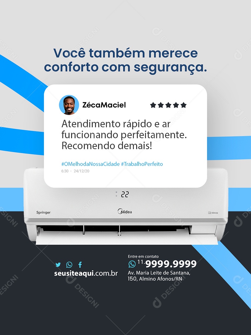 Ar Condicionado Atendimento Rápido Social Media PSD Editável