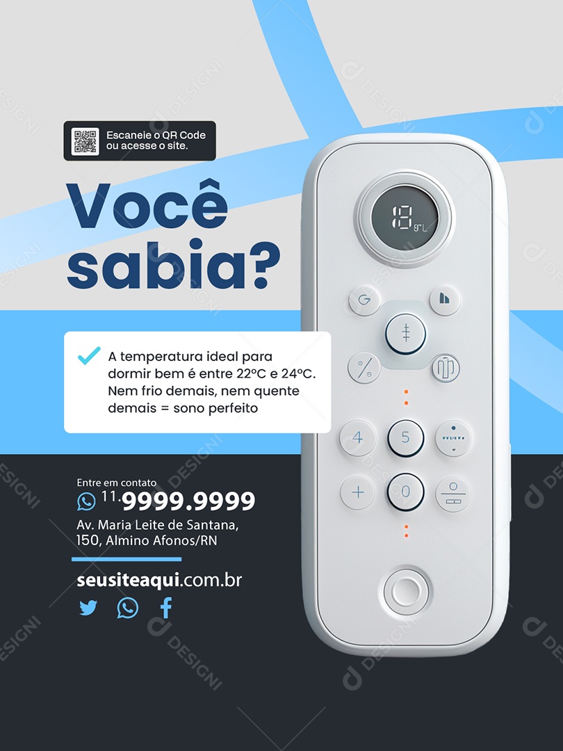 Ar Condicionado Você Sabia Social Media PSD Editável