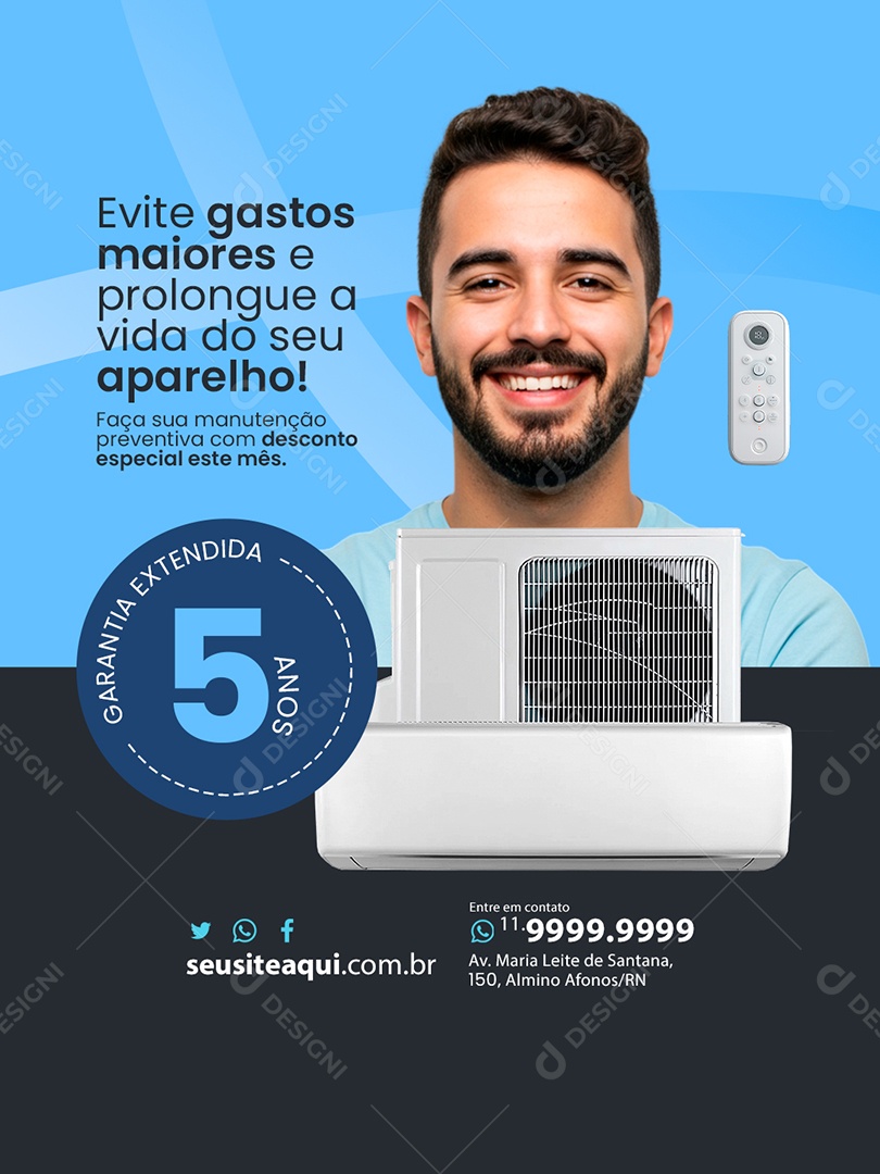 Ar Condicionado Evite Gastos Maiores Social Media PSD Editável