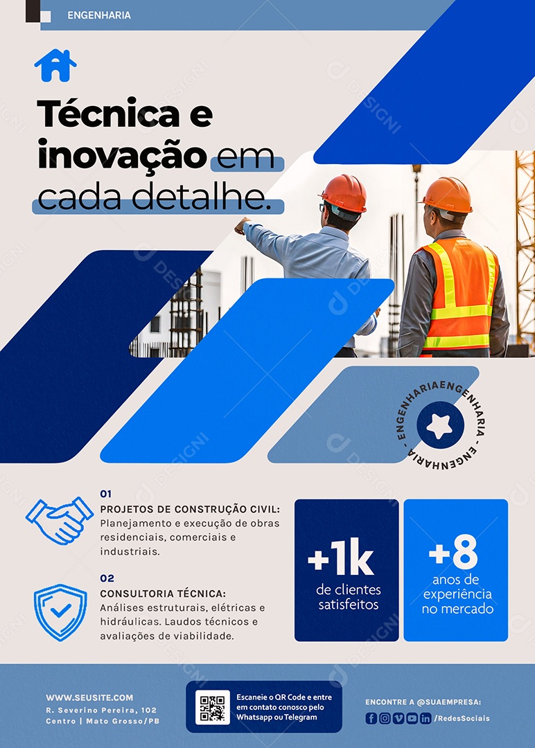 Flyer Engenheiro Técnica e Inovação em Cada Detalhe Social Media PSD Editável