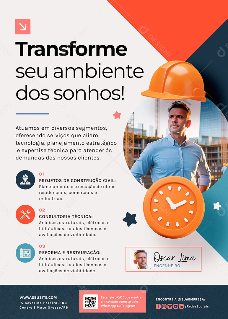 Flyer Engenheiro Transforme seu Ambiente dos Sonhos Social Media PSD Editável