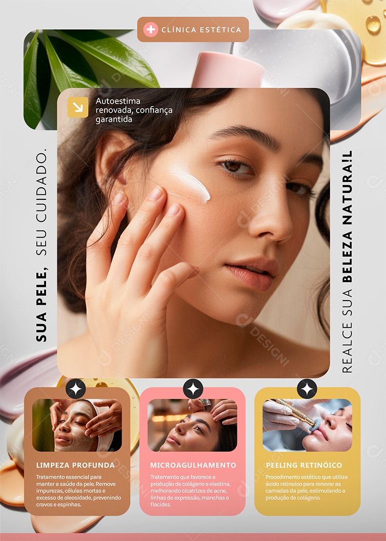 Flyer Clínica Estética e Pele Realce sua Beleza Social Media PSD Editável