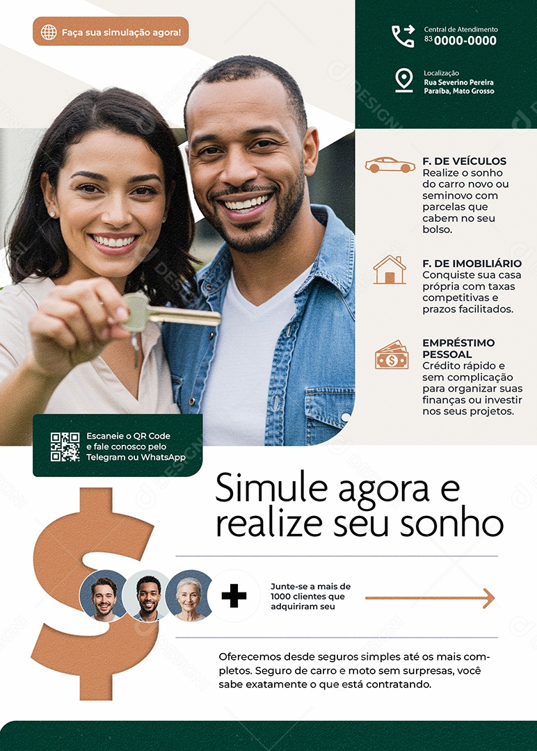 Flyer Financiamento Simule Agora e Realize seu Sonho Social Media PSD Editável