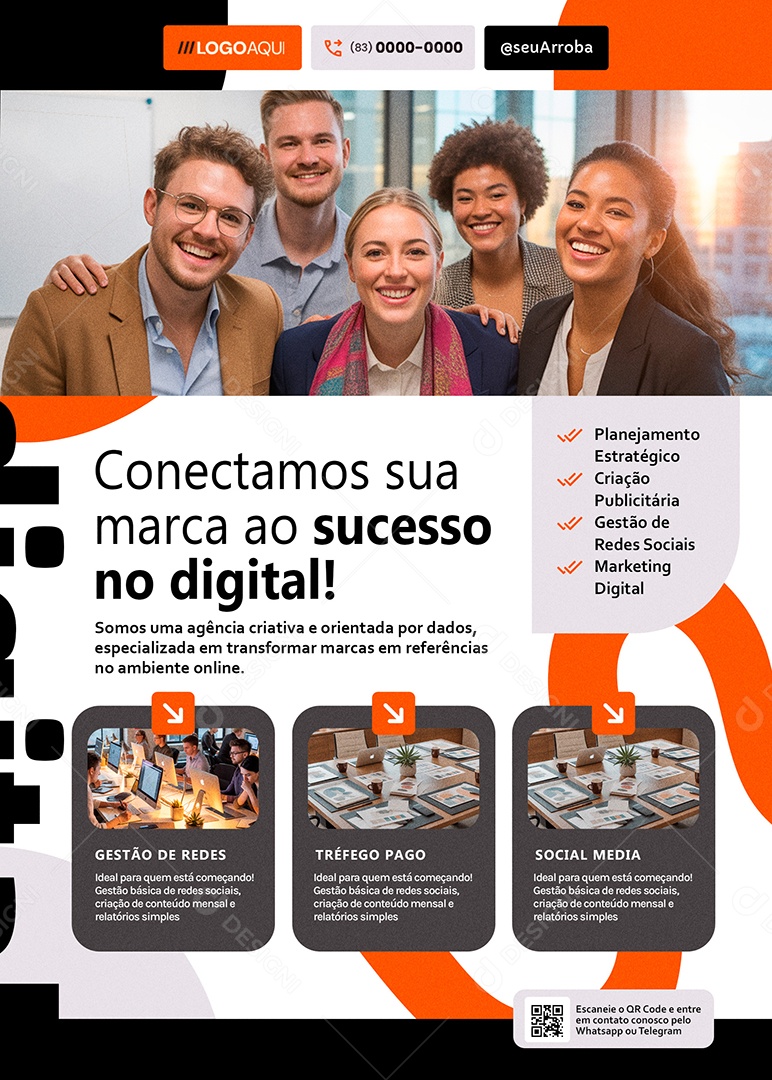 Flyer Marketing Digital Conectamos sua Marca Social Media PSD Editável